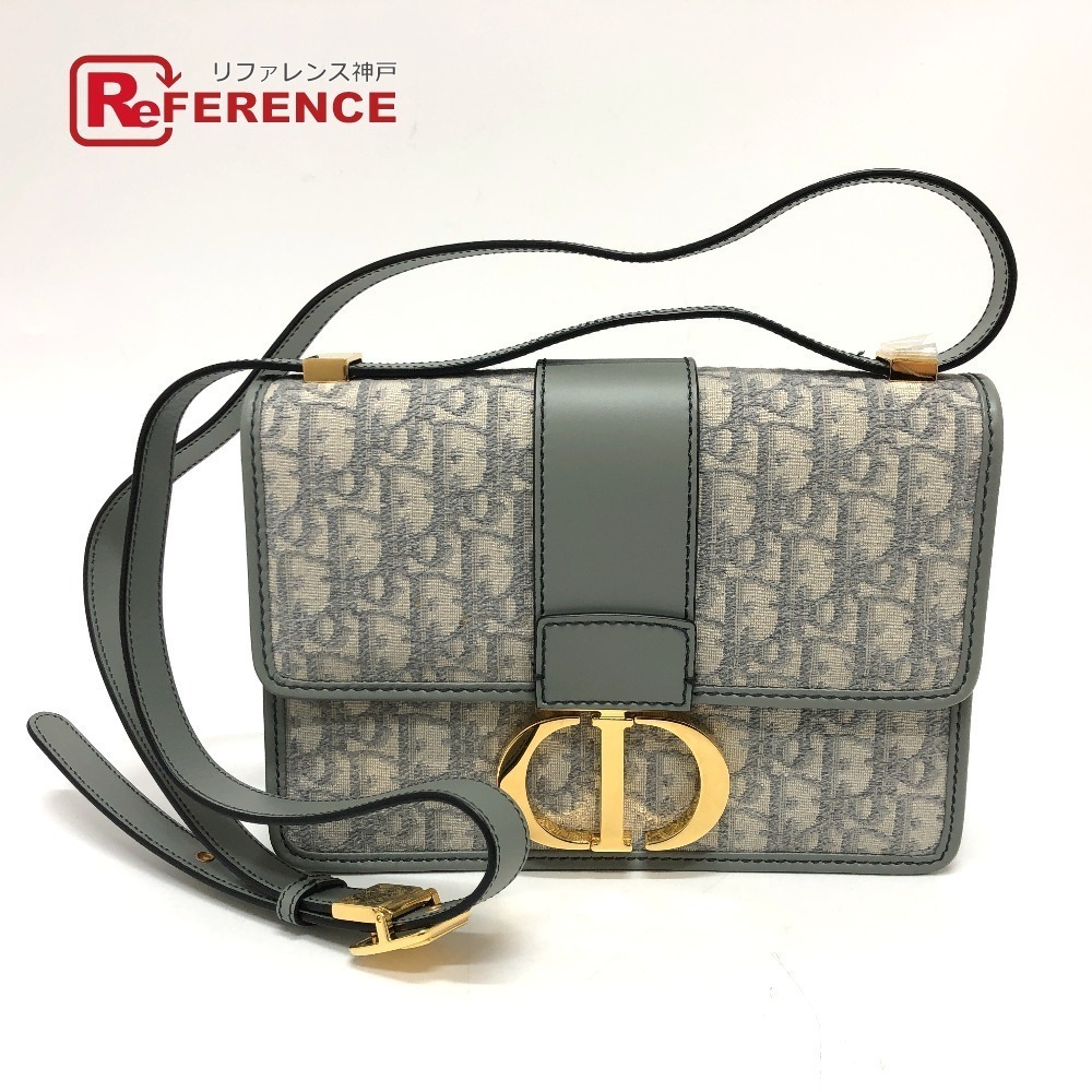 Dior CD logo Montaigne Oblique bag shoulder crossbody leather canvas gray